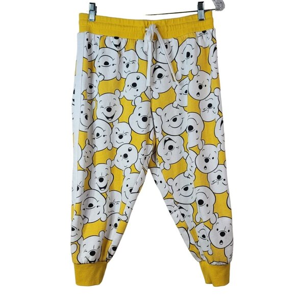 Disney Parks Winnie The Pooh Crop Sweatpants Yellow Medium All Over Print Jogger - Picture 1 of 7